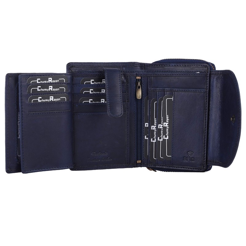 Chunkyrayan Genuine Leather Women's Purse, High-Quality, Vintage, RFID Protection, Includes