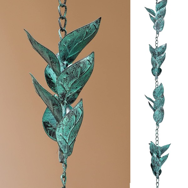 Retrome 8.5 Ft Length Iron Branches & Leaves Rain Chain,