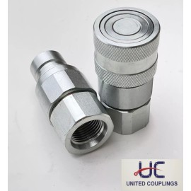 United Couplings 1/2" Body x 5/8" ORB/SAE Thread | Flat Face Hydraulic Coupler| Bobcat Skid Steer