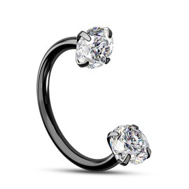 Oufer 18G/20G Horseshoe Internally Threaded & Threadless AAA+ Grade CZ Nostril Cartilage Lobe Piercing Ring Inner Diameter 7mm 8mm 10mm 316L Stainless Steel:_Black Bar + Clear CZ _20G Threadless (Push Pin)_7mm 
