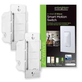 Enbrighten Z-Wave Smart Motion Sensor Light Indoor, On/Off, Vacancy/Occupancy Sensor, White & Almond, Zwave Hub Required, Works with SmartThings, Wink, & Alexa, Smart Light Switch, 2 Pack, 86649