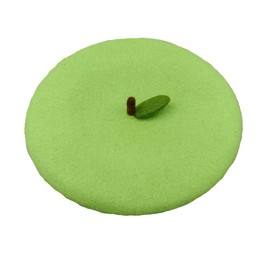 Zasy Handmade Wool Beret Hat French Style Needle Felt Flower Beanies Women Winter Autumn Cap (Green Apple)