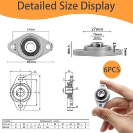 Brateuanoii Pack of 6 KFL08 Flange Bearings Pillow Block Bearing Zinc Alloy Pillow Block Self-Aligning Pillow Block Rhombic Ball Bearing Bearing Housing 8 mm Diameter