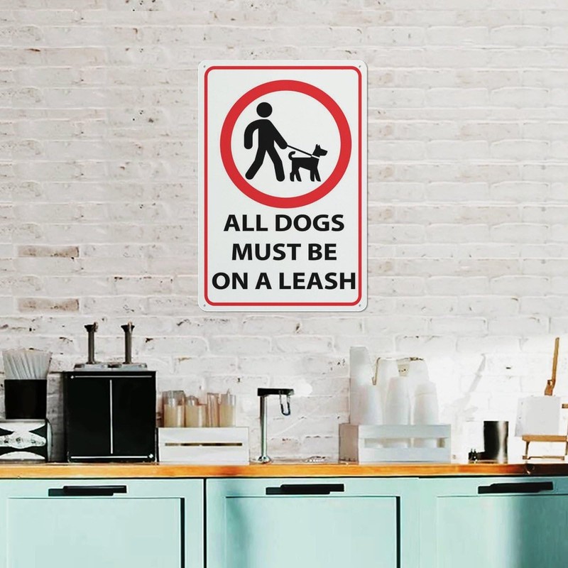 All Dogs Must Be On A Leash Sign For Business