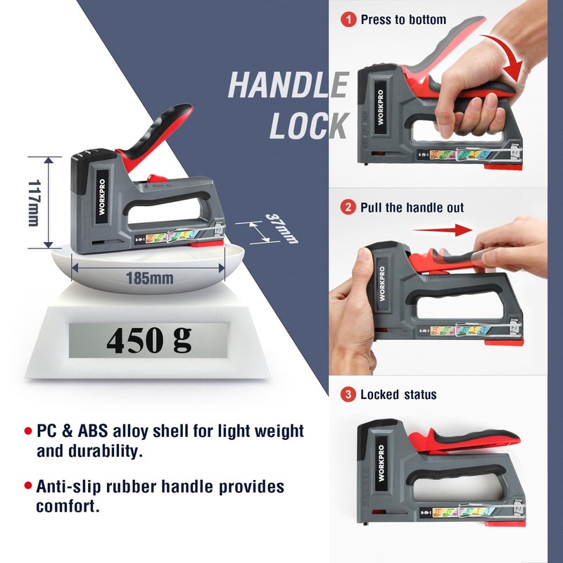 WORKPRO Staple Gun, 6-in-1, Manual Brad Nailer with 4000 Counts