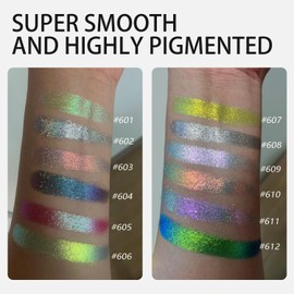 Professional multi-chrome eyeshadow,Handmade and long-lasting chameleon holographic,100% Vegan and Cruelty Free,Super Smooth and Highly Pigmented,Shine special colors (601)