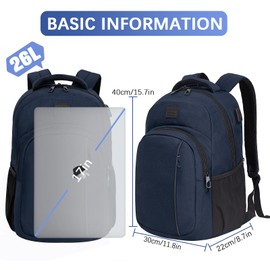 Travel Laptop Backpack,Mens & Womens Gifts,15.6 Inch Business Laptop Bag Rucksack with USB Charging Port,College School Computer Bag Lightweight Water-Resistant Backpack Fits Hiking,airplane,Blue