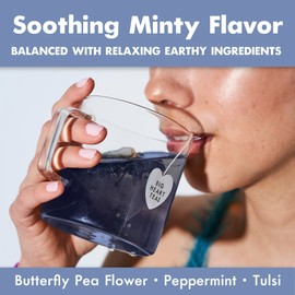 Big Heart Tea Co. Tea Bags - Minty Blue - Small Batch, Certified Organic, Ayurvedic Herbal Decaf Tea in Zero Plastic Sachets - Adaptogenic Tulsi, Butterfly Pea Flower, Peppermint, 20 Pack