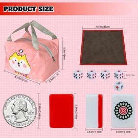 DSNGEZ Traditional Mini Red Chinese Mahjong Game Set 144 Tiles, with Portable Handbag, Tile Size - 2.4 * 1.5 * 1.1 cm (1.0 * 0.6 * 0.5 inches)(中国麻将)