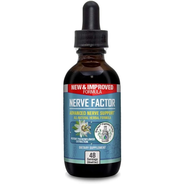 Nerve Factor - Advanced Liquid Nerve Support Supplement - Help Support Blood Flow and Calm Relaxation - Turmeric, B-Vitamins, and Passionflower