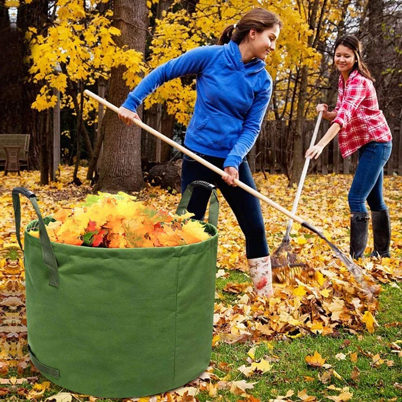 WHT 125L heavy duty garden waste sacks with handles, green