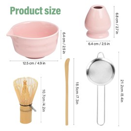 KBIBCK Matcha Whisk Kit,5 PCS Matcha Tea Set with Whisk and Bowl, Matcha Spoon, Whisk Holder,Reusable Matcha Making Kit for Traditional Japanese Tea Ceremony, Perfect Matcha Starter Set (Pink