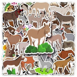 AUCEKO Donkey Stickers Pack of 50 Donkey Sticker Set Waterproof Vinyl Stickers for Laptop Children Cars Motorcycle Bicycle Skateboard Luggage Suitcase Computer Sticker Graffiti Decal