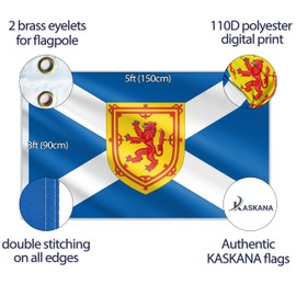 Scottish Flag with Rampant Lion - Scotland Flag - St Andrews Saltire Flag - Double-sided Digital Print - 110Den Thick polyester- Double Seam - 2 brass eyelets, large 5ft x 3ft