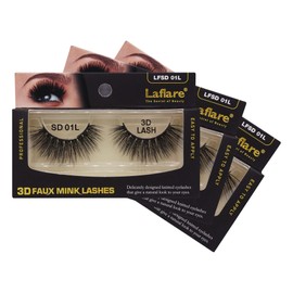 Laflare Silk Lashes 3D FAUX MINK Eyelashes, Light, Reusable, Handmade, Natural Looking, Professional Easy to Apply Eyelashes in a Knitted Style1-3 PACKS BUNDLE SPECIAL (3, SD01L)