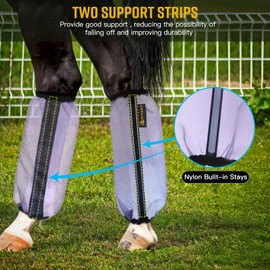 MIYABALA Fly Boots for Horses Set of 4,Universal Size Fine Mesh Horse Fly Boots with Nylon Stays,Fly Leggings for Horses with Fleece Trimming and Reflective Webbing (Purple)