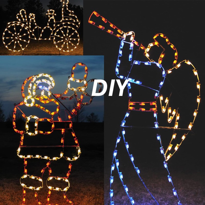 Encoidoz 250FT C9 Outdoor String Light Stringer, E17 Socket 12"