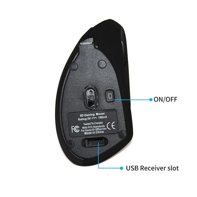 Wireless Vertical Ergonomic Optical Mouse Rechargeable Mouse with USB for