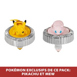 Bandai - Pokémon - Arena Pack + 2 Spinners Included - Pokémon Arena + 2 Pokéball Launchers + 2 Pikachu and Mew Spinning Tops - Battle Game with Pokémon Spinning Tops for Multiple Players - Toy for