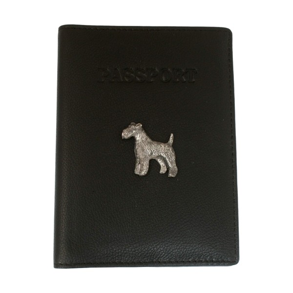 Fox Terrier Leather Passport Cover Black Holder RFID Safe Gift
