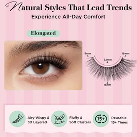 False Eyelashes 14 Pairs Eye Lash Pack Natural Look,3D Fluffy False Lashes Soft Band Faux Mink Eyelash Strips Thick Fake Cat Eye Lashes(CVJ116)