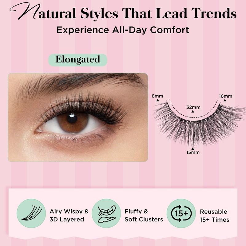 False Eyelashes 14 Pairs Eye Lash Pack Natural Look,3D Fluffy