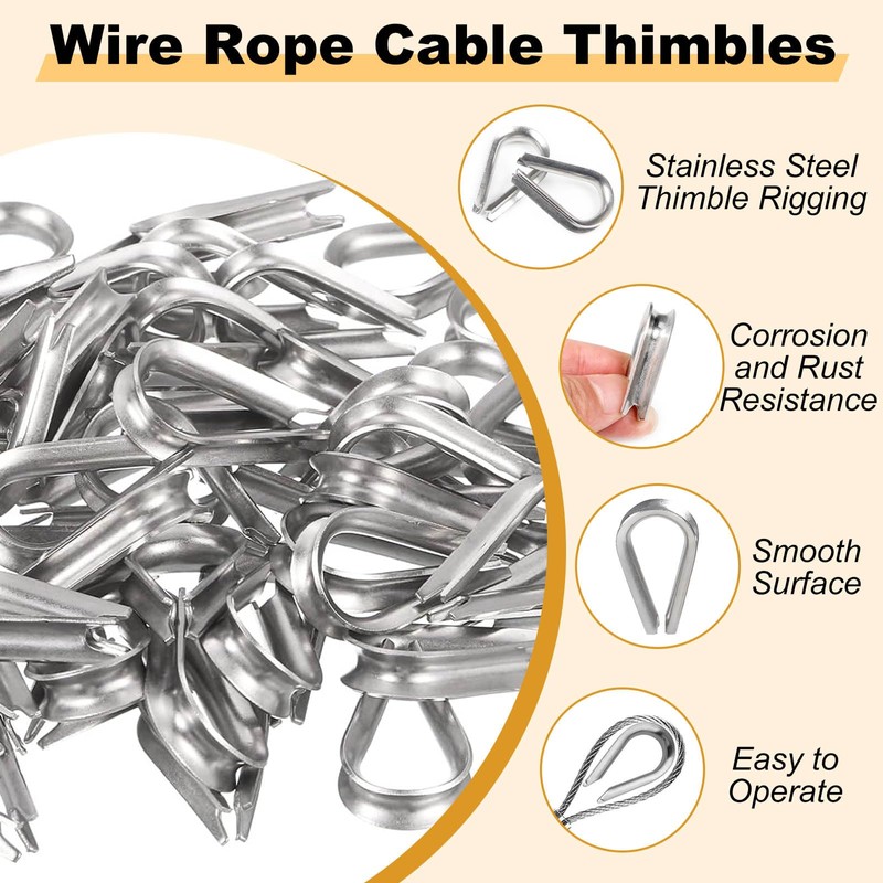 Yinpecly 100pcs 1/8" Wire Rope Aluminum Crimping Loop Sleeves and