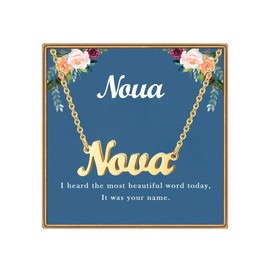 Ldurian Custom Name Necklace, Nova Name Plate Pendant Necklace Pre Gifts, Charm Necklaces Jewelry for Birthday Anniversary
