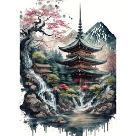 Auremi DIY Japan Mountain Diamond Painting Kits, Diamond Art Landscape Diamond Painting for Adults Full Drill Crystal Rhinestone Embroidery Craft Kits for Home Wall Decor Gifts 30x40cm