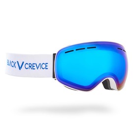 Black Crevice Ski Goggles with Spherical Lenses White/Blue Revo