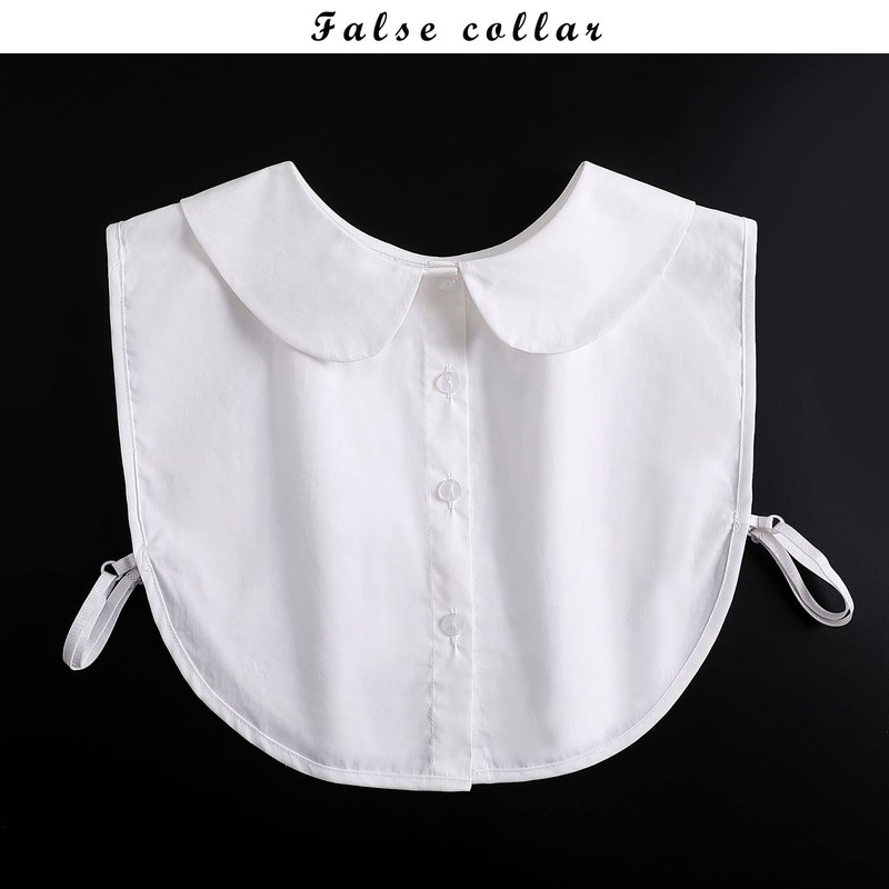 SUZALA Womens Half-Shirt Dickey Collar, Detachable Fake Collars, White, One