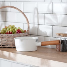 Pearl Metal Clevia Enameled Milk Pan, 5.9 inches (15 cm), White