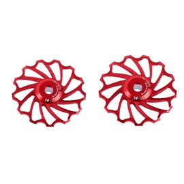 Sctwerk Roller, Ceramic Bearing, Bicycle Disc 2 Pieces Ceramic Disc Aluminium Alloy Sctwerk Guide Roller Part Accessories for Bicycle (11T Red)