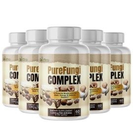 Pelican Vitamins PureFungi Complex- Brain & Immune Support- 5 Bottles- 300 Capsules