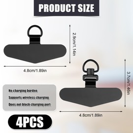 4pcs Metal Phone Tether Tab, Heavy Duty Stainless Steel Metal Cell Phone Lanyard Tab Rotatable 360° Phone Lanyard Patch Replacement Part for Phone Strap