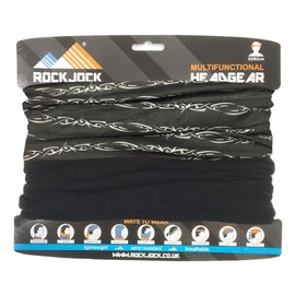 Multifunctional Snood for Men. Scarf, hat, Neck Warmer, Hood, Balaclava with Fleece Section (Barbed Chain Black & White)