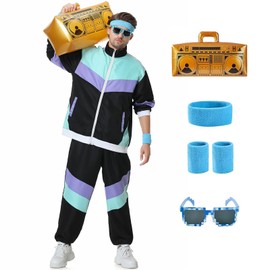 Pomzio 80s Outfit, Men's 90s Tracksuit Costume, 80s Sports Outfit, Men's Fancy Dress, Jogging Suit, Retro Suit, Men's 80s Newkids Costume, Carnival Party Costumes Men