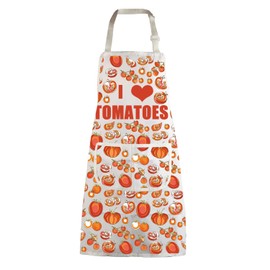 BNQL Tomato Kitchen Apron I Love Tomatoes Vegan Apron with Pockets Tomatoes Lovers Gifts for Fruitarian Tomato Cooking Apron (I Love Tomatoes)