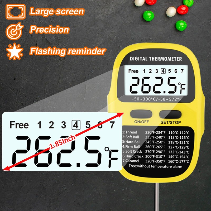 Efeng Waterproof Programmable Digital Candy Thermometer for Candy Making with
