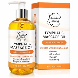 Lymphatic Massage Oil for Massage Therapy | 100% Natural Lymphatic Drainage Oil | Premium Quality with Arnica, Lemon & Ginger Oil | for Post Surgery Recovery & Detox | 8oz by