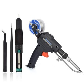 Kit de pistola de soldadura Toolour 5 en 1 pistola de soldadura de hierro de 60 W, pistola de soldadura manual de alimentación automática con alambre de soldadura, bomba de desoldador, pinzas para