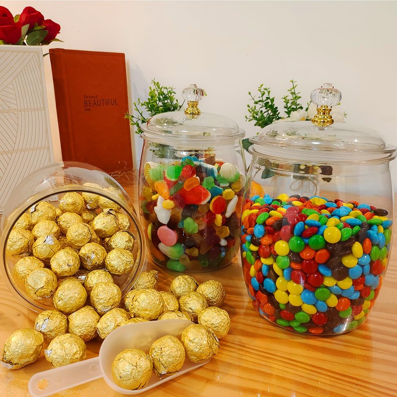 GOCCXL Plastic Candy Jars 4 Pack Candy and Cookie Jar