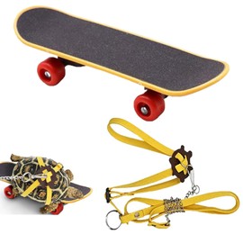 Lyfengdeam Adjustable Tortoise Leash and Funny Skateboard Set, Pet Tortoise Toys,Leash for Small Reptile Pets Skateboard