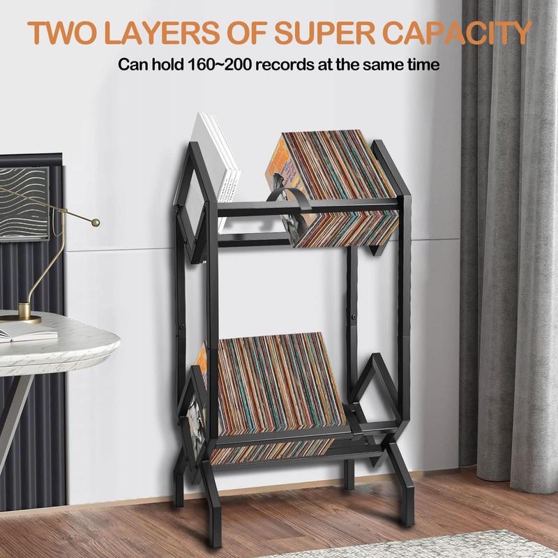 BOEASTER Vinyl Record Storage Rack, Record Holder 160-200 LP Storage