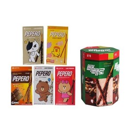 LOTTE Pepero Chocolate Stick 6 Flavors Combo - Original, Choco Cookie, Almond, Choco Fill(Nude), White, & Crunchy