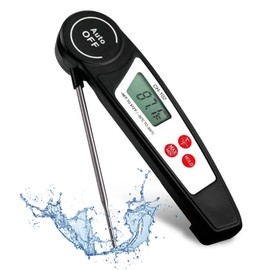 Meat Thermometer with 180° Foldable Probe, Instant Read Food Thermometer Digital for Cooking, Waterproof Oven Thermometer for Kitchen,Sugar, Outdoor Grilling and BBQ(Black)