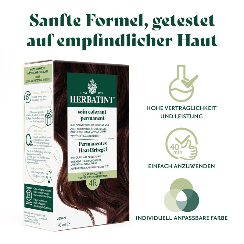 Herbatint Permanent Hair Dye Gel 4R Copper - Chestnut Brown