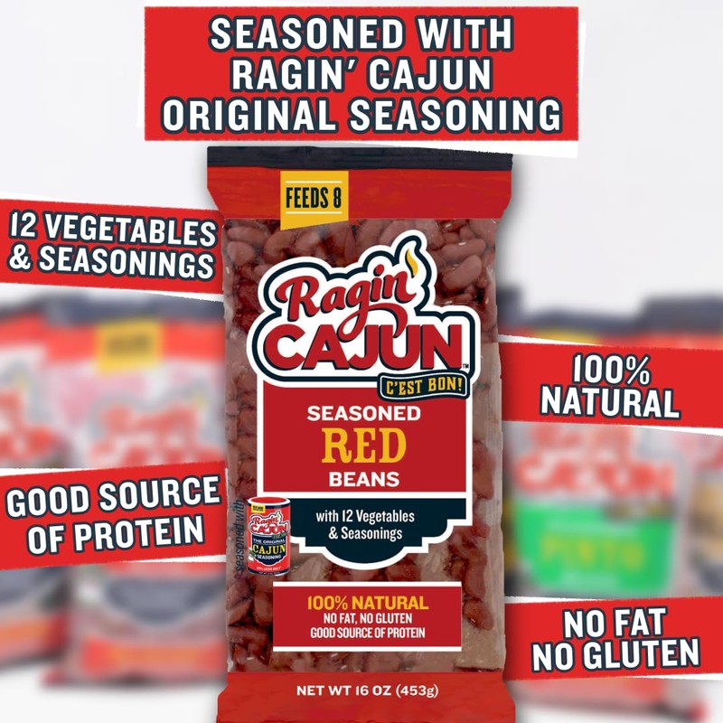 Seasoned Red Beans 16 oz Ragin Cajun (Pack of 6)