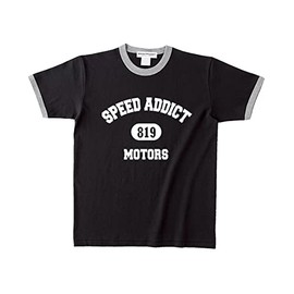SPEED ADDICT 819 COLLEGE LOGO RINGER T-SHIRT BLACK x GRAY L