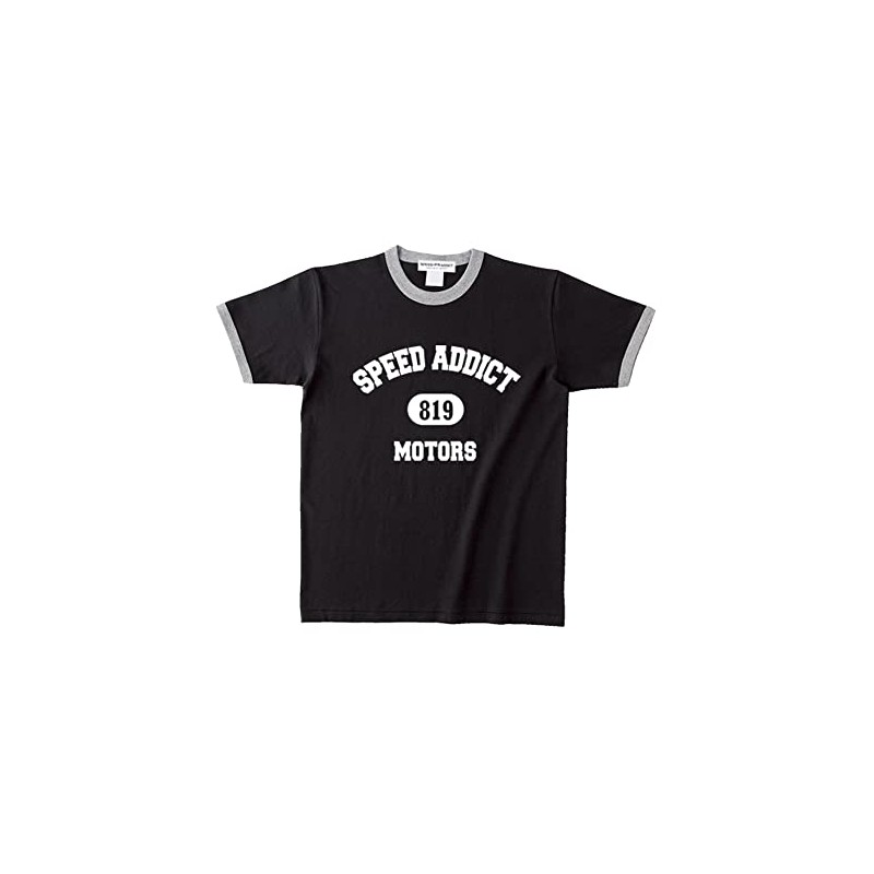 SPEED ADDICT 819 COLLEGE LOGO RINGER T-SHIRT BLACK x GRAY
